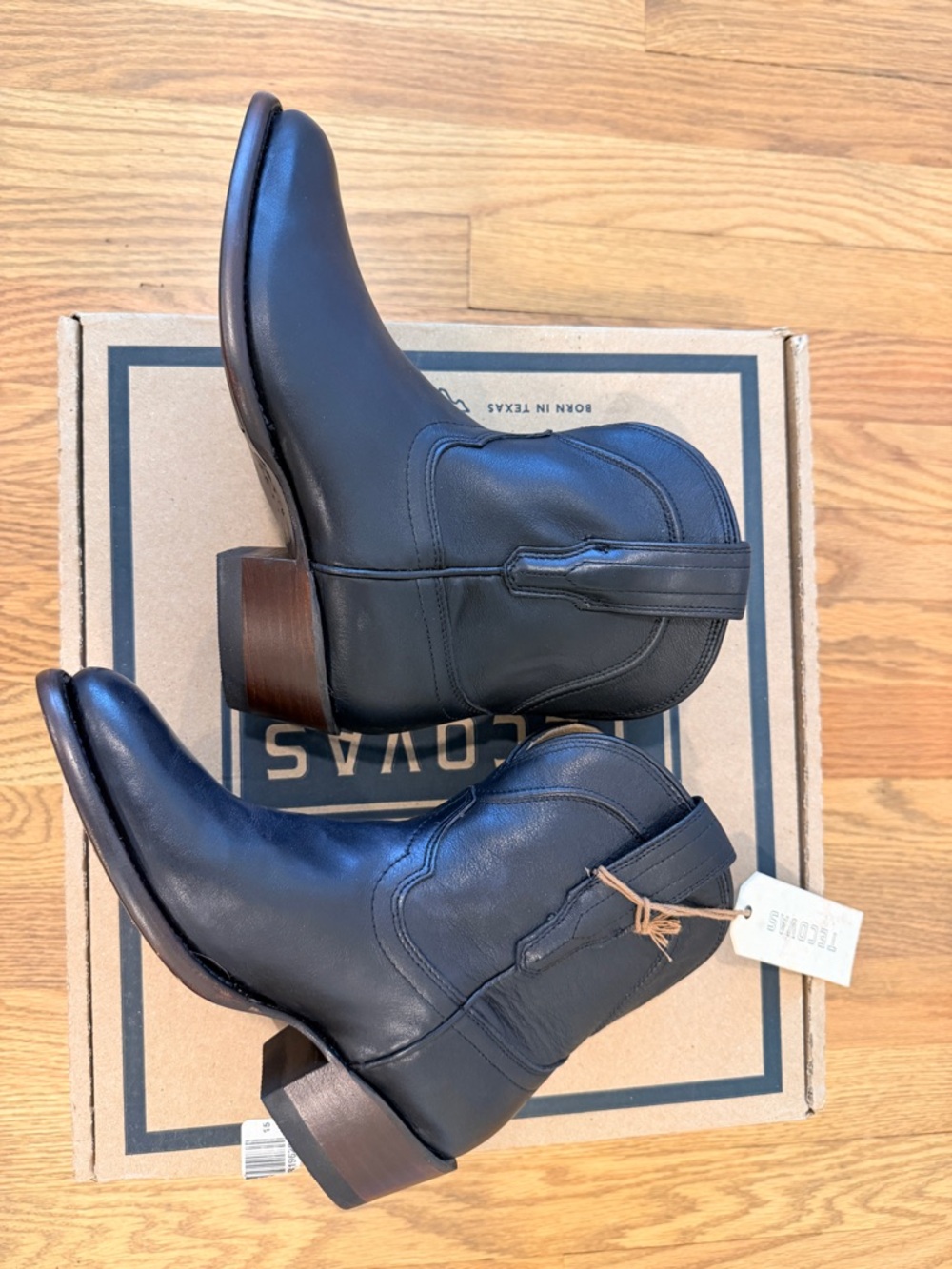 Tecovas Black Leather Ankle Boots - Picture 4 of 11